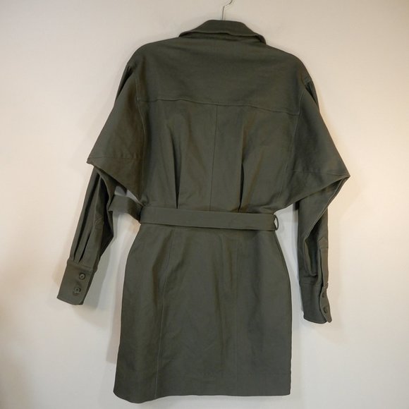 NICHOLAS Ashton Belted Drill Mini DRESS Size 6 Moss Green Twill Cotton NEW - Picture 7 of 10